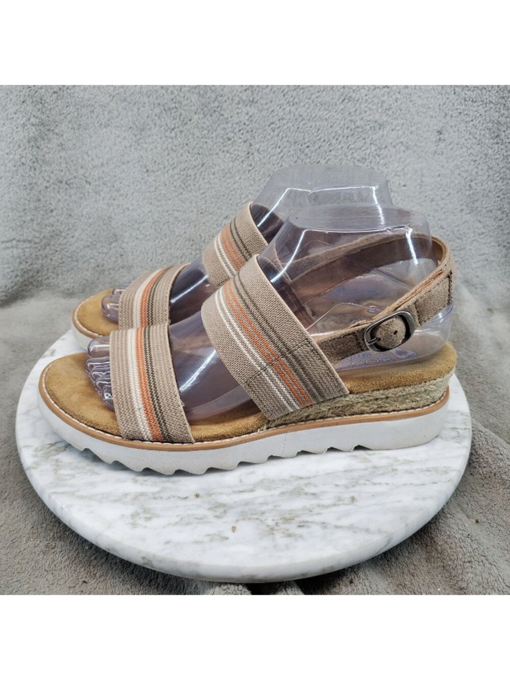 Skechers Shoes Womens Size 7 Bobs Desert Kiss Brown Textile Sandals *Read*